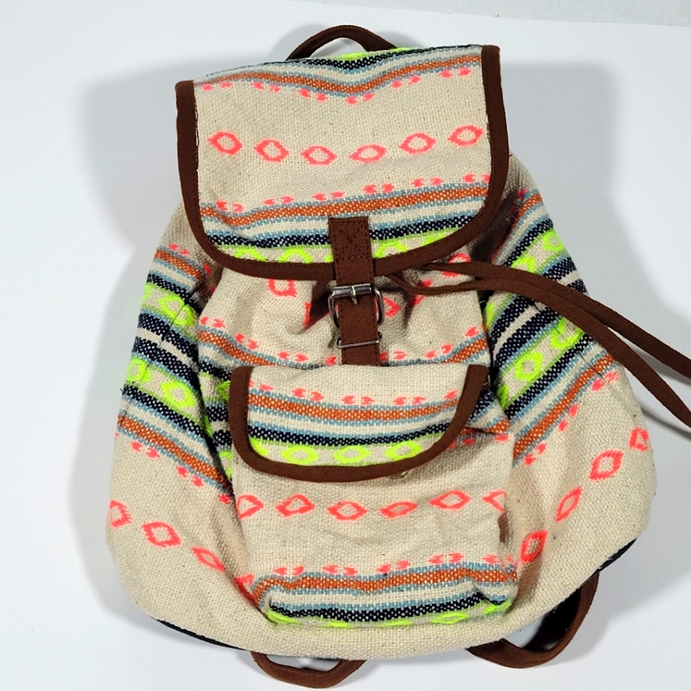 Old East Main Co. Mini Backpack Boho Aztec Western Style Multicolor 11”H x 10”L